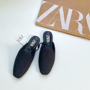 𝗡𝗪𝗧 𝗭𝗮𝗿𝗮 • Quilted Flat Mules